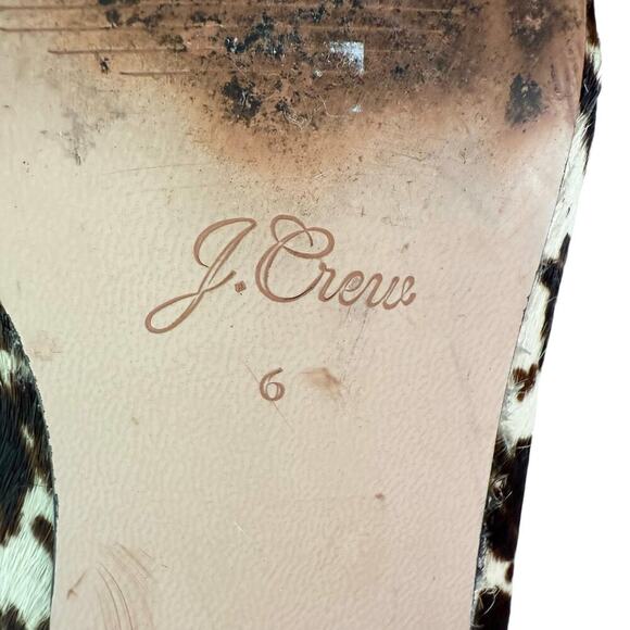 J.Crew Roxie Zip-Back Ankle Boots Calf Hair Snow Pony Animal Print Cream Black 6 - Picture 13 of 14